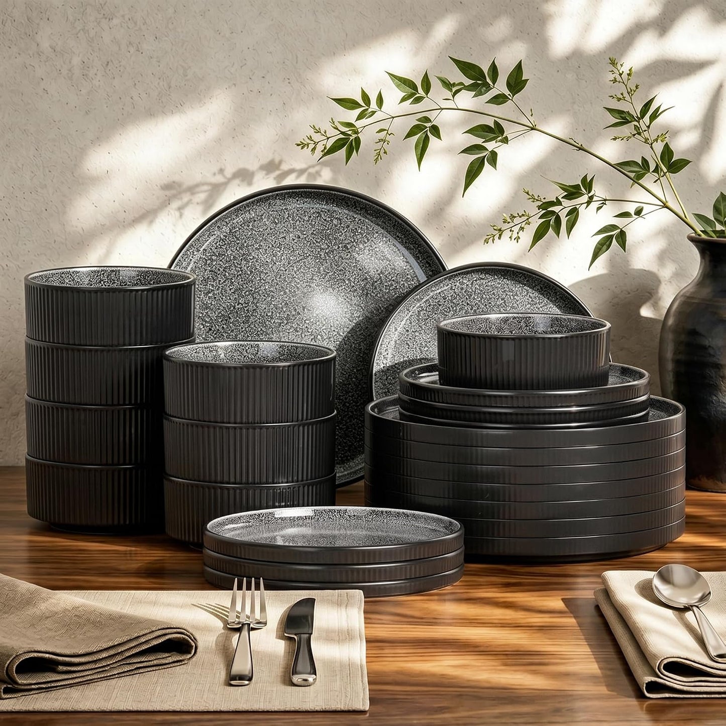 Kitchen Academy 30Pcs Bakeware & Cookware Set + 24Pcs Stoneware Dinnerware Set for 8