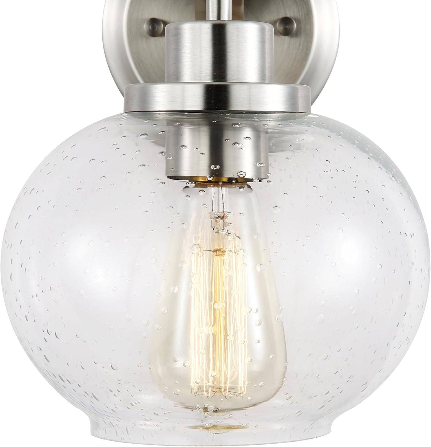 Light Society Sheridan Seeded Wall Sconce, Satin Nickel with Handblown Clear Glass Shade, Vintage Industrial Modern Lighting Fixture (LS-W245-SN)