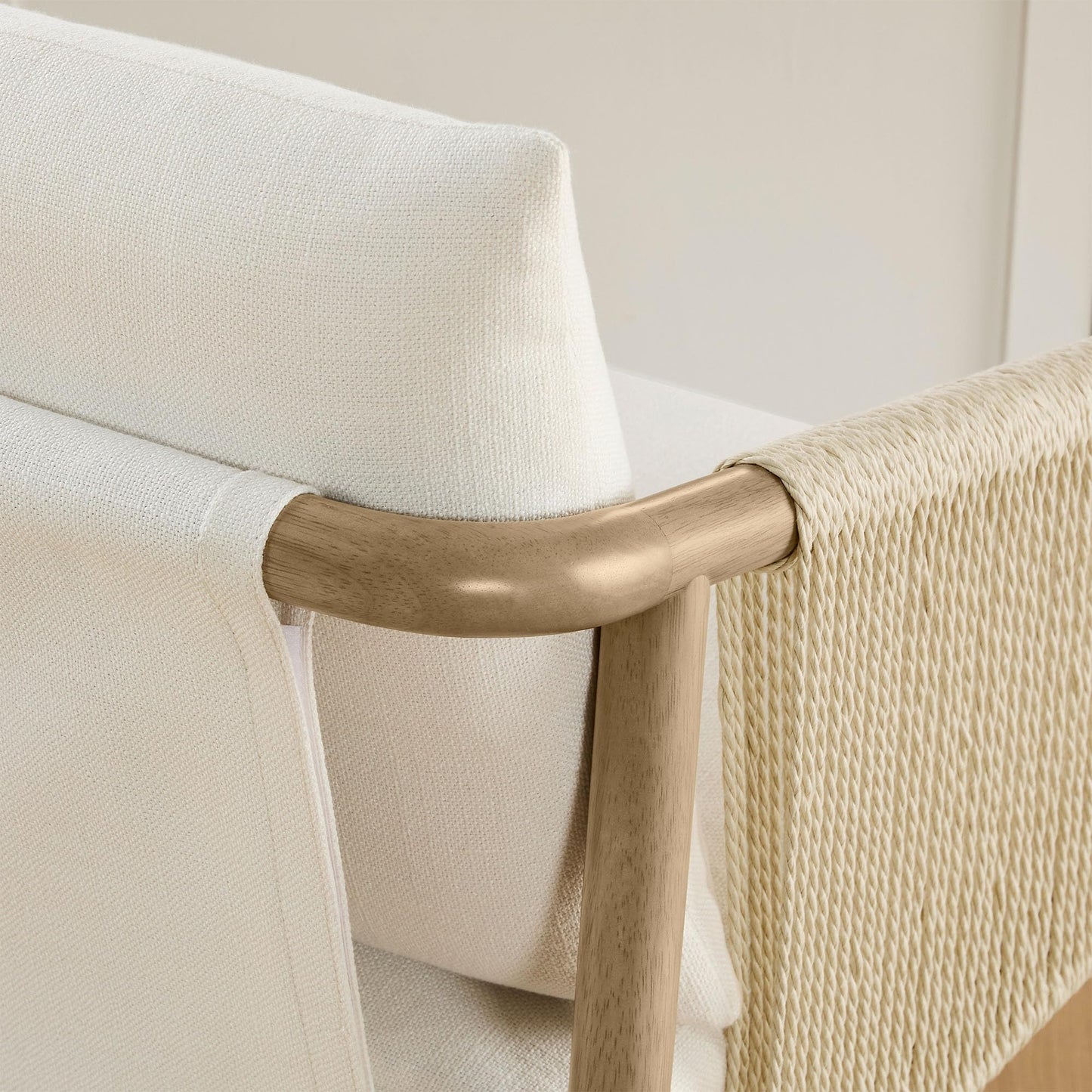 CHITA 27" Counter Height Bar Stools Set of 2, Boho Woven Paper Cord Counter Stools with Back and Armrests, Upholstered Rope Bar Chairs for Kitchen Island & Home Bar, Cream