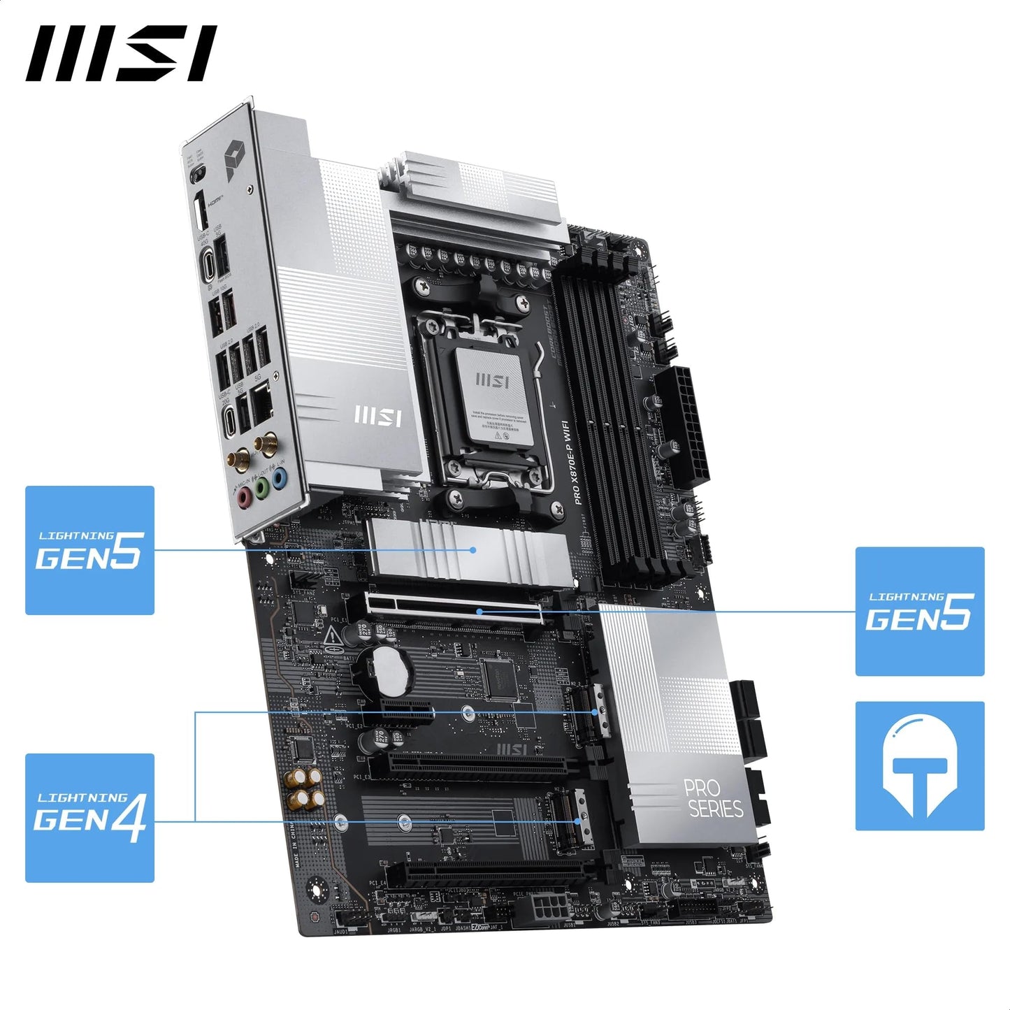 MSI MPG X870E Carbon WiFi Gaming Motherboard (AMD Ryzen 9000/8000/7000 Series Processors, AM5, DDR5, PCIe 5.0, M.2 Gen5, SATA 6Gb/s, USB 40Gbps, HDMI, Wi-Fi 7, Bluetooth 5.4, 5Gbps LAN, ATX)