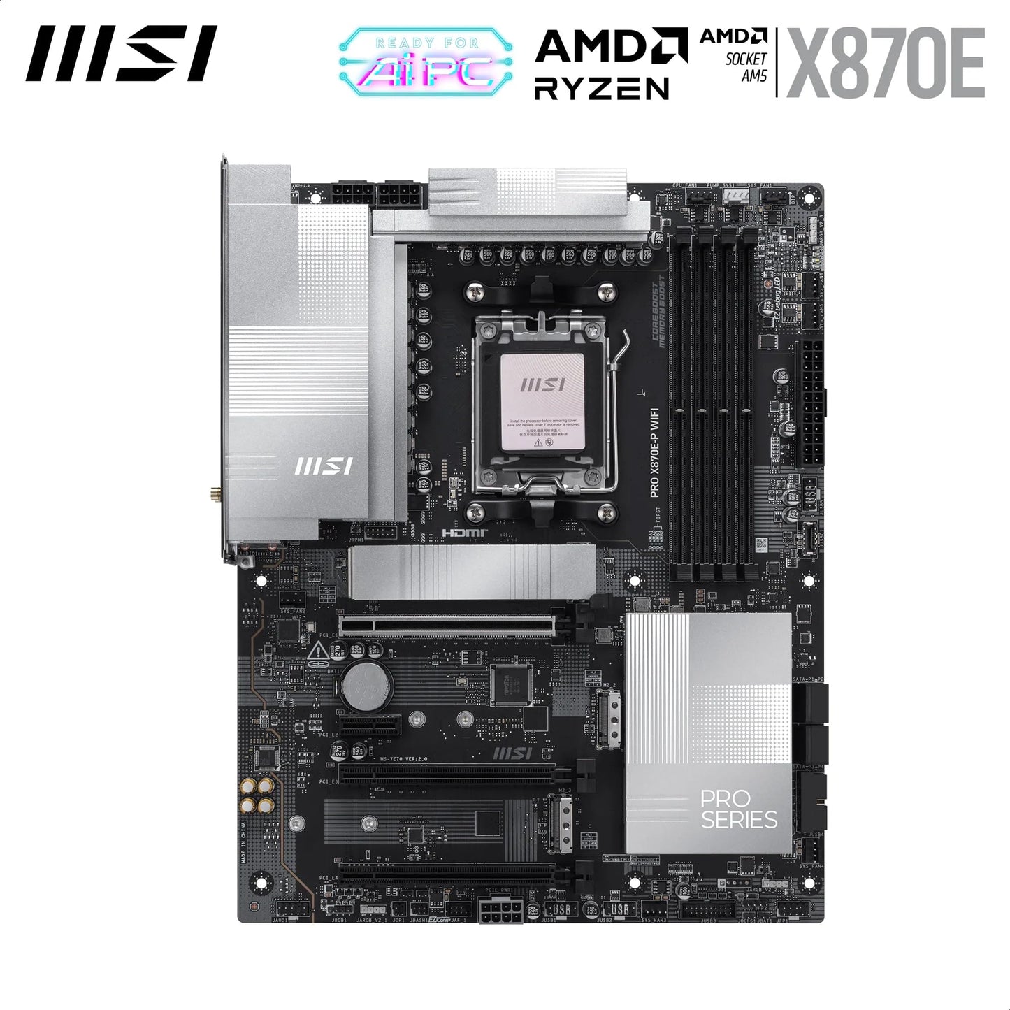 MSI MPG X870E Carbon WiFi Gaming Motherboard (AMD Ryzen 9000/8000/7000 Series Processors, AM5, DDR5, PCIe 5.0, M.2 Gen5, SATA 6Gb/s, USB 40Gbps, HDMI, Wi-Fi 7, Bluetooth 5.4, 5Gbps LAN, ATX)
