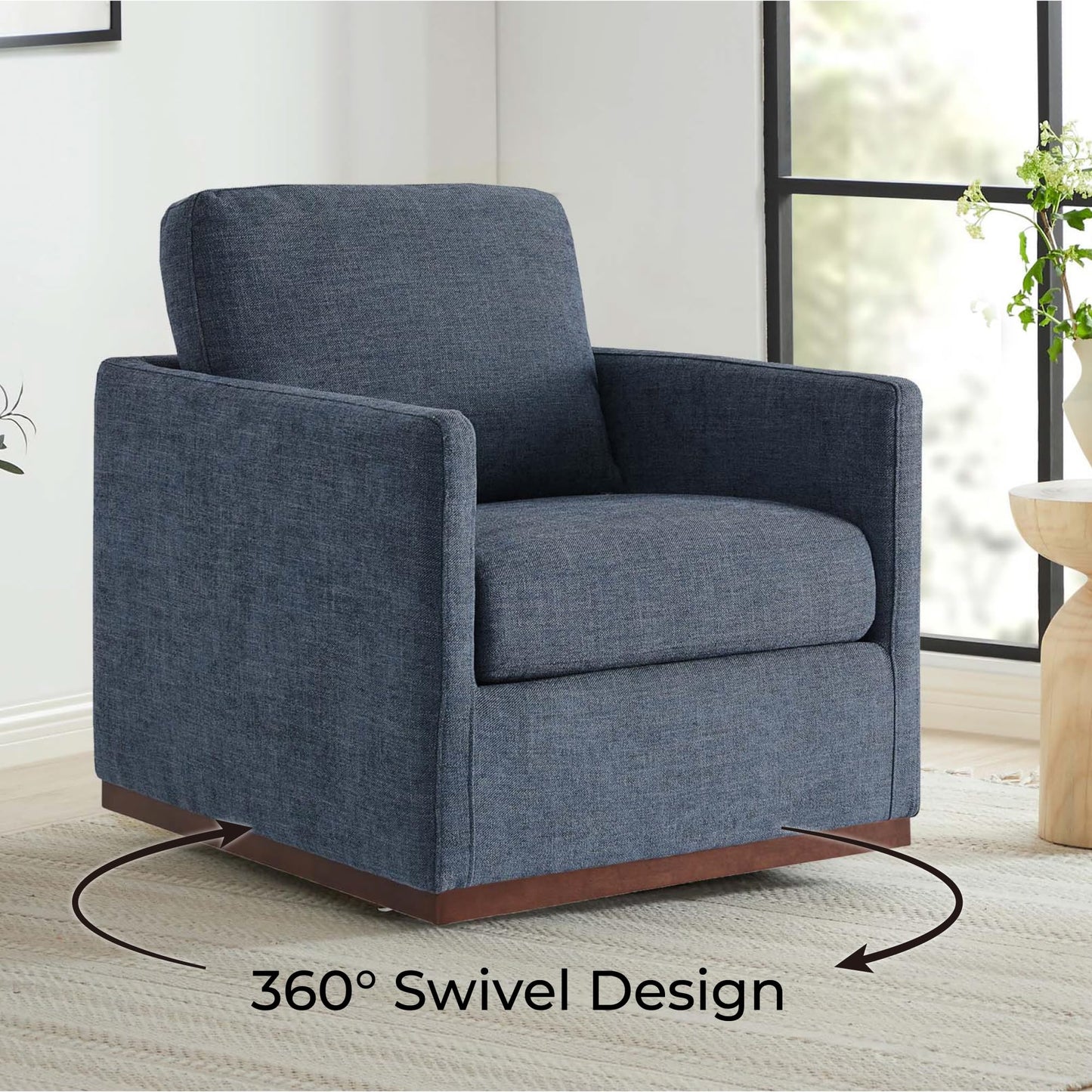 CHITA Genuine Leather Swivel Accent Chair, FSC Certified Mid Century Modern Arm Chair for Living Room and Bedroom, Fully Assembled, Saddle