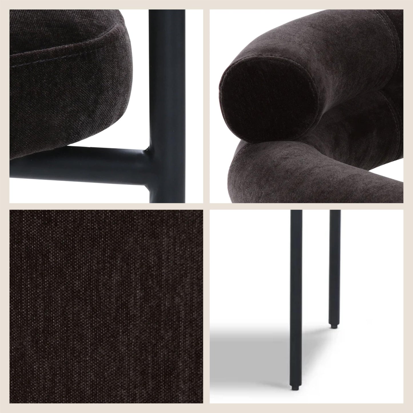 Poly & BARK Bolus Dining Chair – Ganache Brown Upholstered Accent Chair with Wood Legs – Refined Silhouette for Dining Room, Kitchen or Breakfast Nook – Arrives Fully Assembled