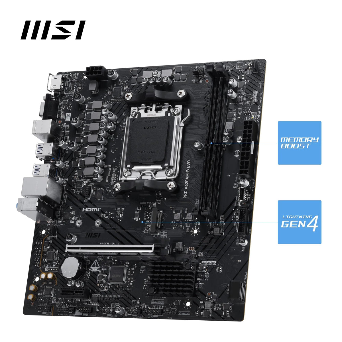 MSI A520M-A PRO Gaming Motherboard (AMD Ryzen 5000, AM4, DDR4, PCIe 3.0, SATA 6Gb/s, M.2, USB 3.2 Gen 1, DVI/HDMI, Micro-ATX)