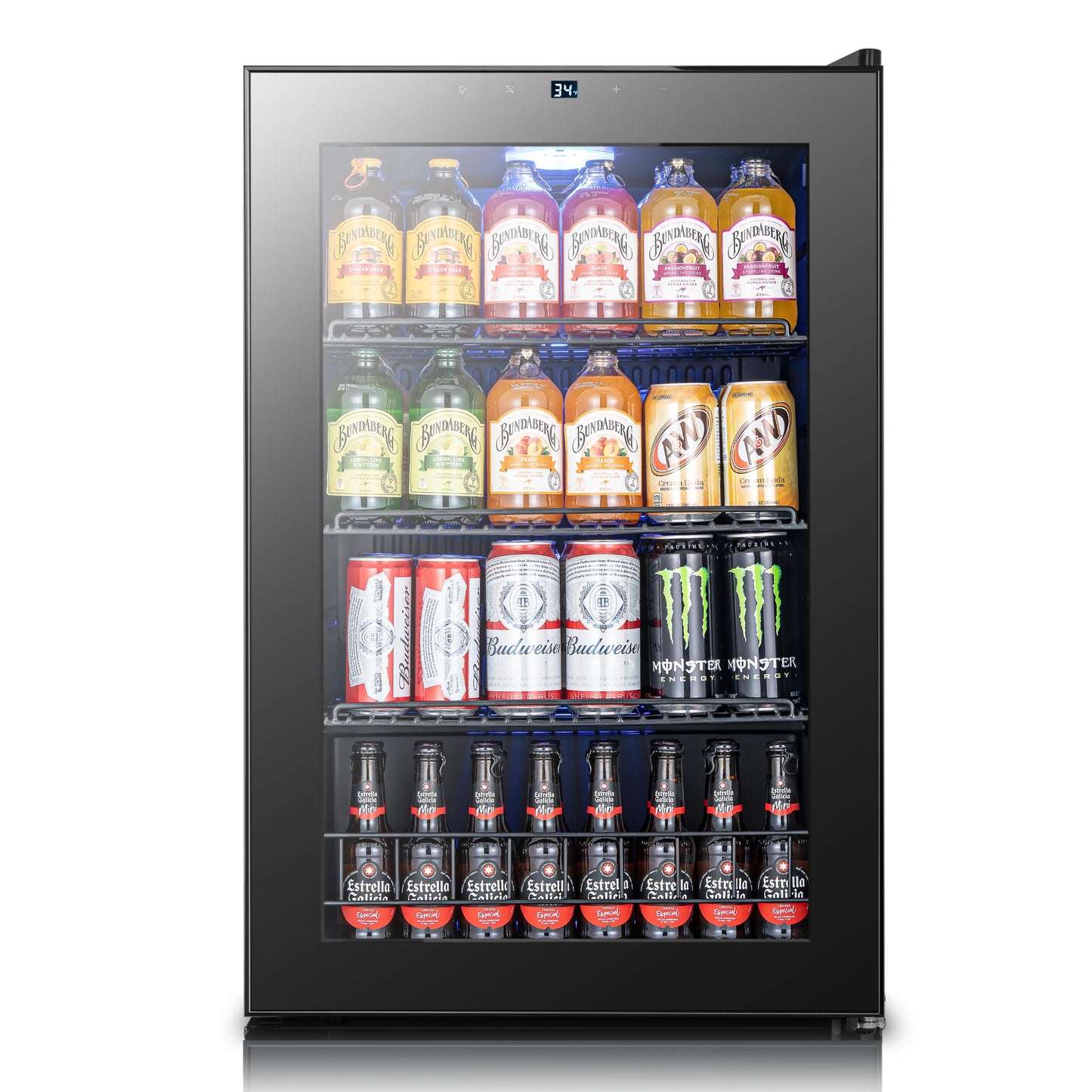Yeego Beverage Refrigerator Cooler, 155 Cans Mini Fridge with Glass Door Beverage Fridge with Adjustable Shelves for Soda Beer or Wine, Beverage Cooler with Digital Temperature Control for Home Office