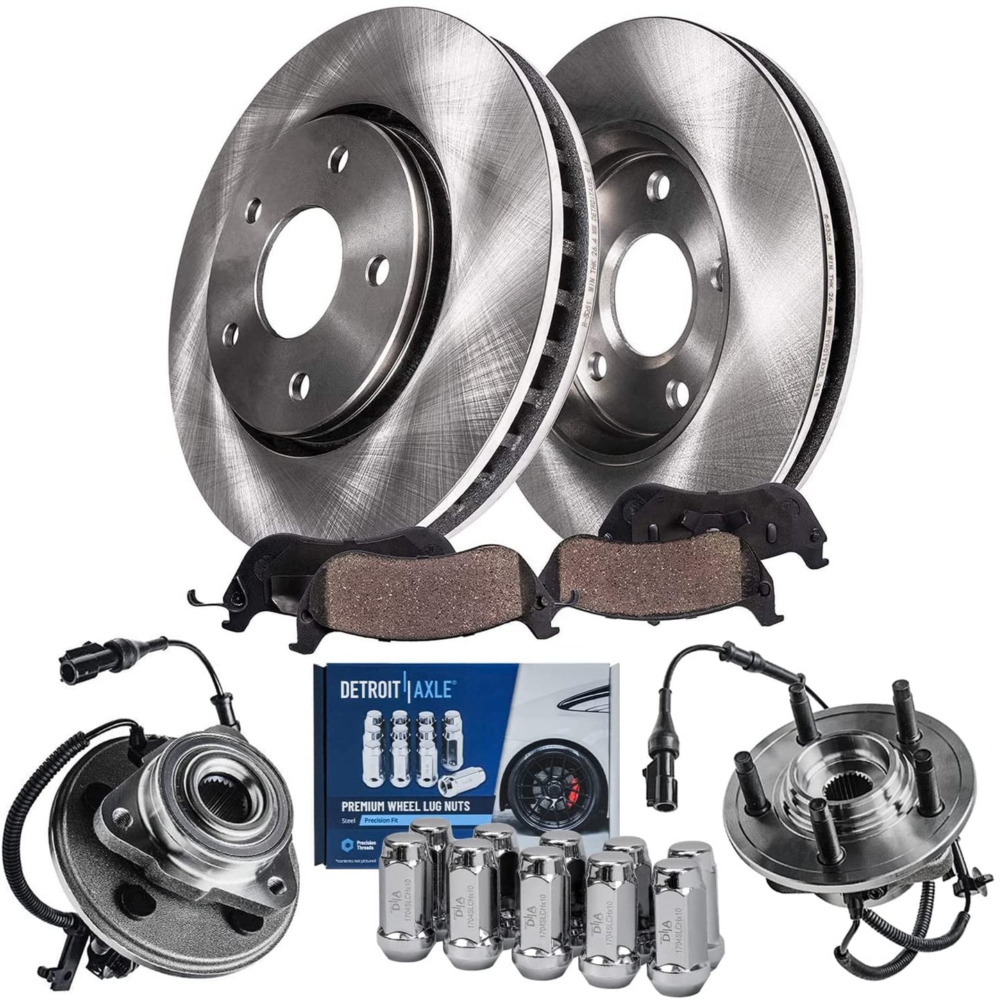 Detroit Axle - Brake Kit for 14-20 Nissan Rogue, 17-22 Rogue Sport, Front and Rear Disc Brake Rotors Ceramic Brake Pads 2018 2019 Replacement