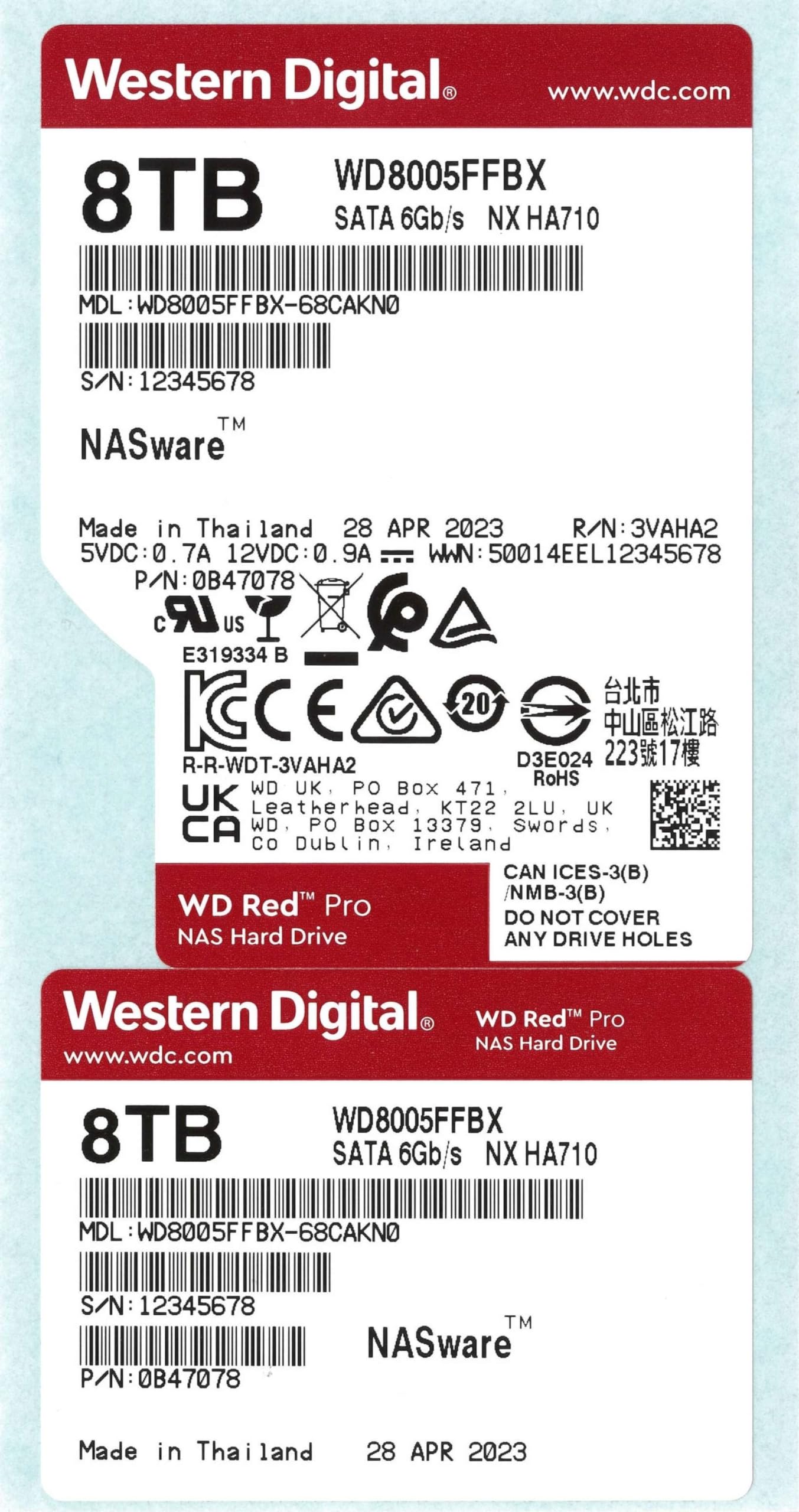 Western Digital 8TB WD Red Plus NAS Internal Hard Drive HDD - 5640 RPM, SATA 6 Gb/s, CMR, 256 MB Cache, 3.5" - WD80EFPX