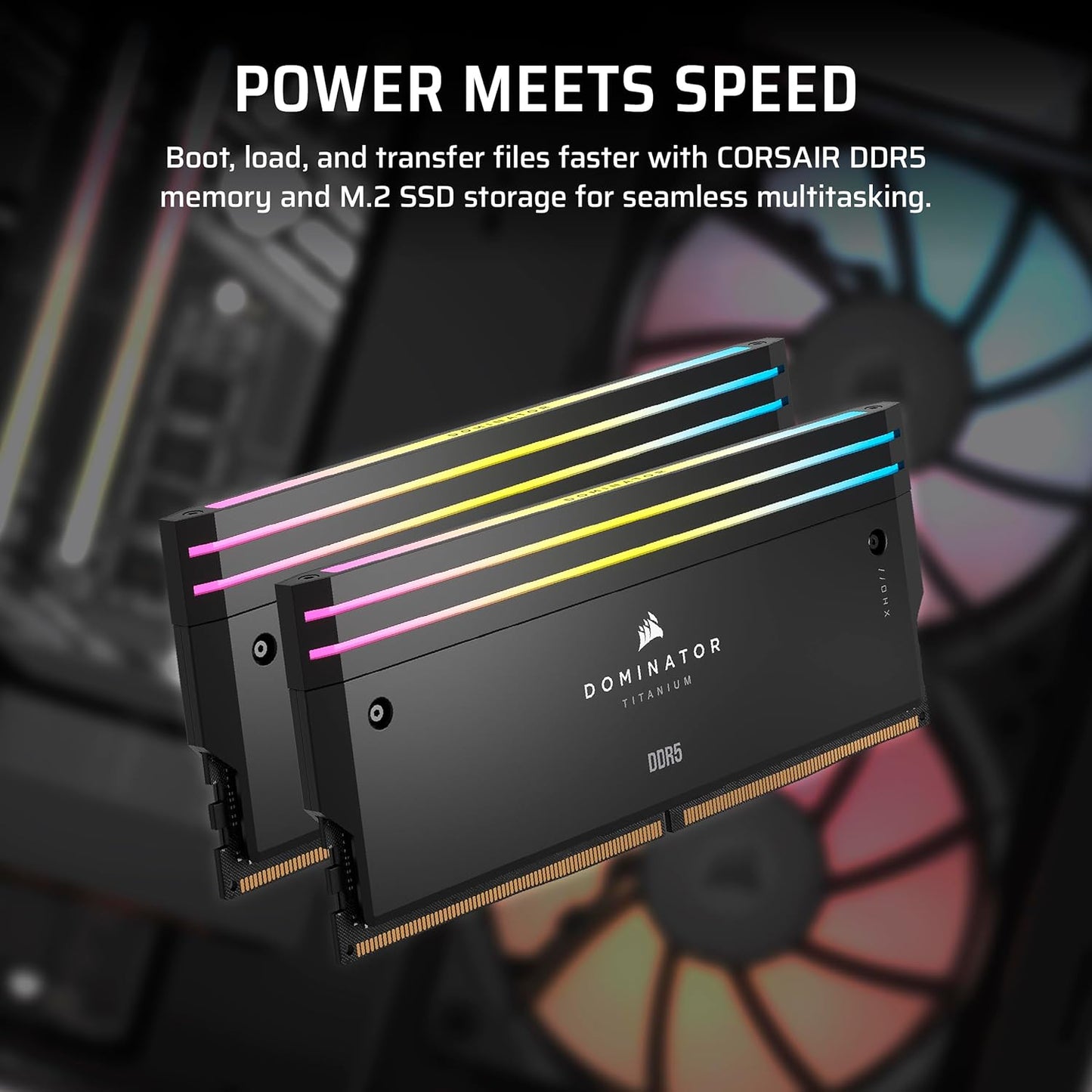 Corsair Vengeance i5200 Gaming PC – Liquid Cooled Intel® Core™ Ultra 9 285K CPU, NVIDIA® GeForce RTX™ 5090 GPU, 64GB Dominator Titanium RGB DDR5 Memory, 2+2TB M.2 SSD – Black/Silver