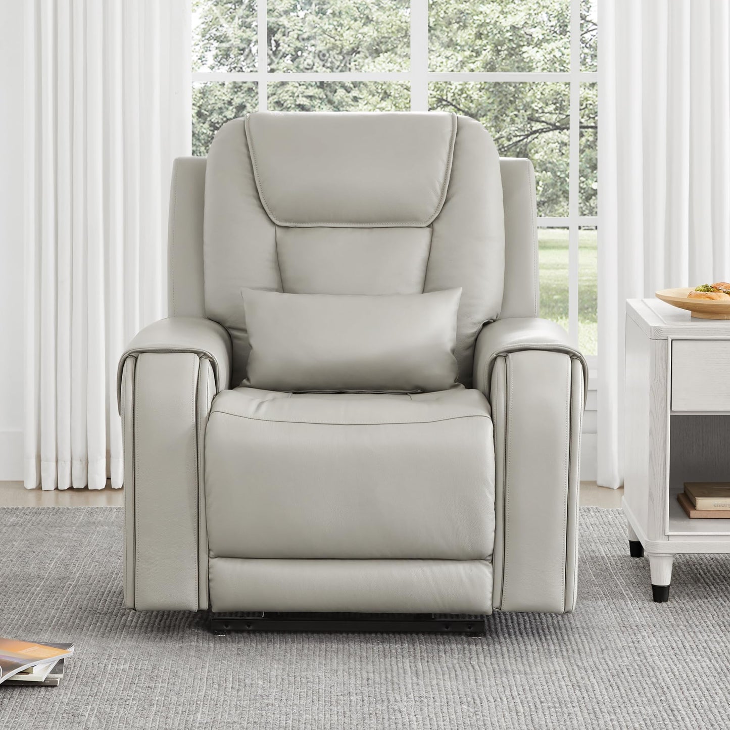 CHITA Electric Power Lift Recliner Chair for Elderly with Massage and Heat, Large Lay Flat Genuine Leather Recliner Chair with Cup Holders, USB Ports, Power Headrest, Independent Backrest, Saddle