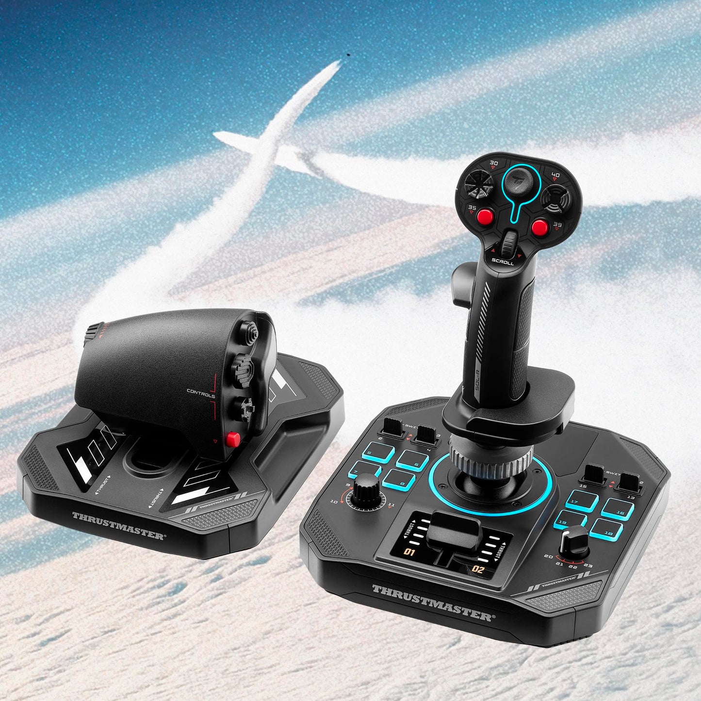 Thrustmaster Sol-R2 HOSAS Dual Space Combat Flight Joystick Set - PC | 88 programable actions buttons, 2 detachable grips, 2 throttles, zero drift, interchangeable rests, backlit sci-fi design