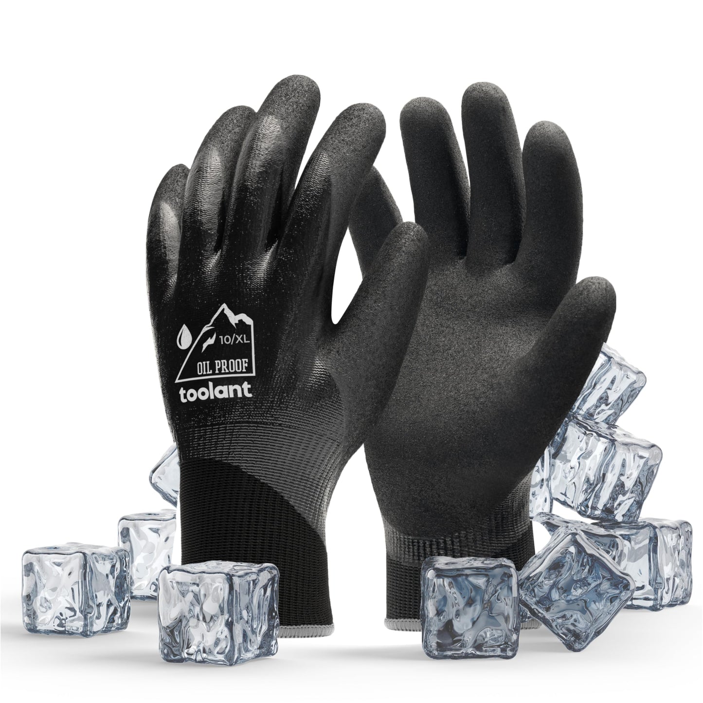 toolant 100% Waterproof Gloves for Men and Women, Winter Work Gloves for Cold Weather, Touchsreen, Thermal Gloves for Freezer Work, Fishing and Gardening, With Grip, Grey, X-Large