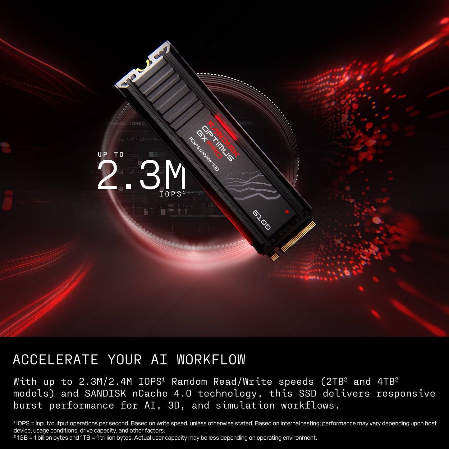 SANDISK 2TB Optimus GX PRO 8100 PCIe 5.0 NVMe SSD - M.2 2280, Up to 14,900 MB/s Read Speed, Lightning-Fast Performance - SDSP82200TAN