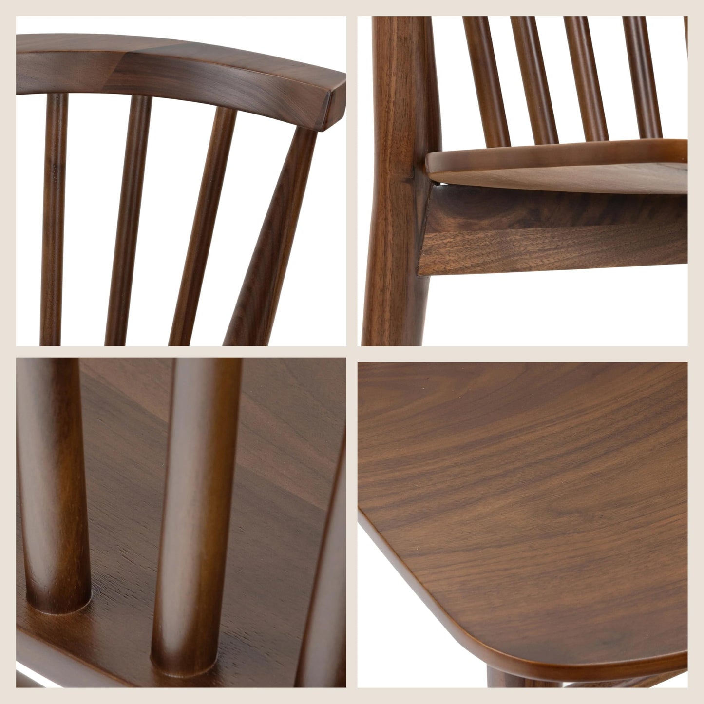 Poly & BARK Ligna Counter Stool in Black – Mid-Century Inspired Stool with Sculpted Spindle Back – Solid American Oak Frame and Engineered Wood Veneered Seat – Fully Assembled and Ready to Use