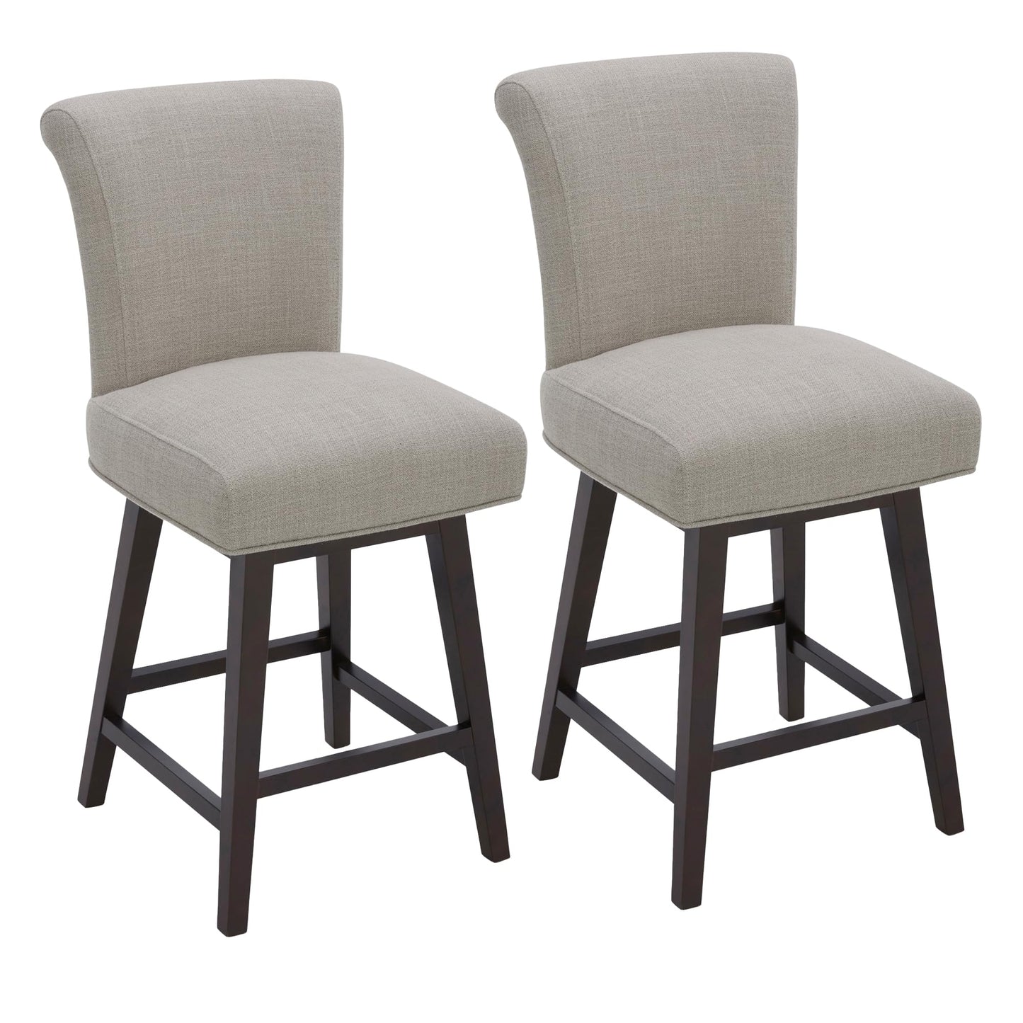 CHITA 30 Inch Counter Height Swivel Bar Stools Set of 2, FSC Certified Modern Upholstered Faux Leather Swivel Barstool Chairs with Back, Black