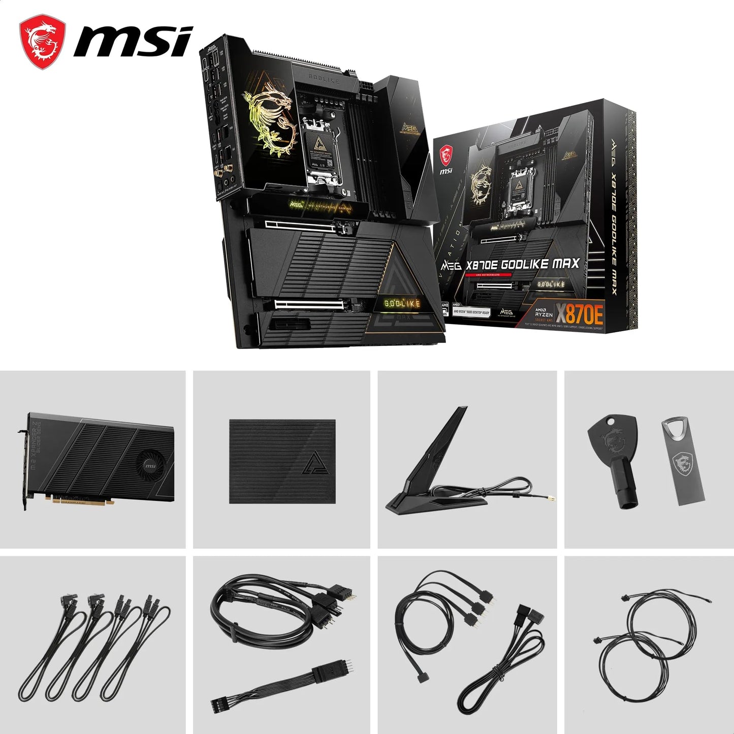 MSI MPG X870E Carbon WiFi Gaming Motherboard (AMD Ryzen 9000/8000/7000 Series Processors, AM5, DDR5, PCIe 5.0, M.2 Gen5, SATA 6Gb/s, USB 40Gbps, HDMI, Wi-Fi 7, Bluetooth 5.4, 5Gbps LAN, ATX)