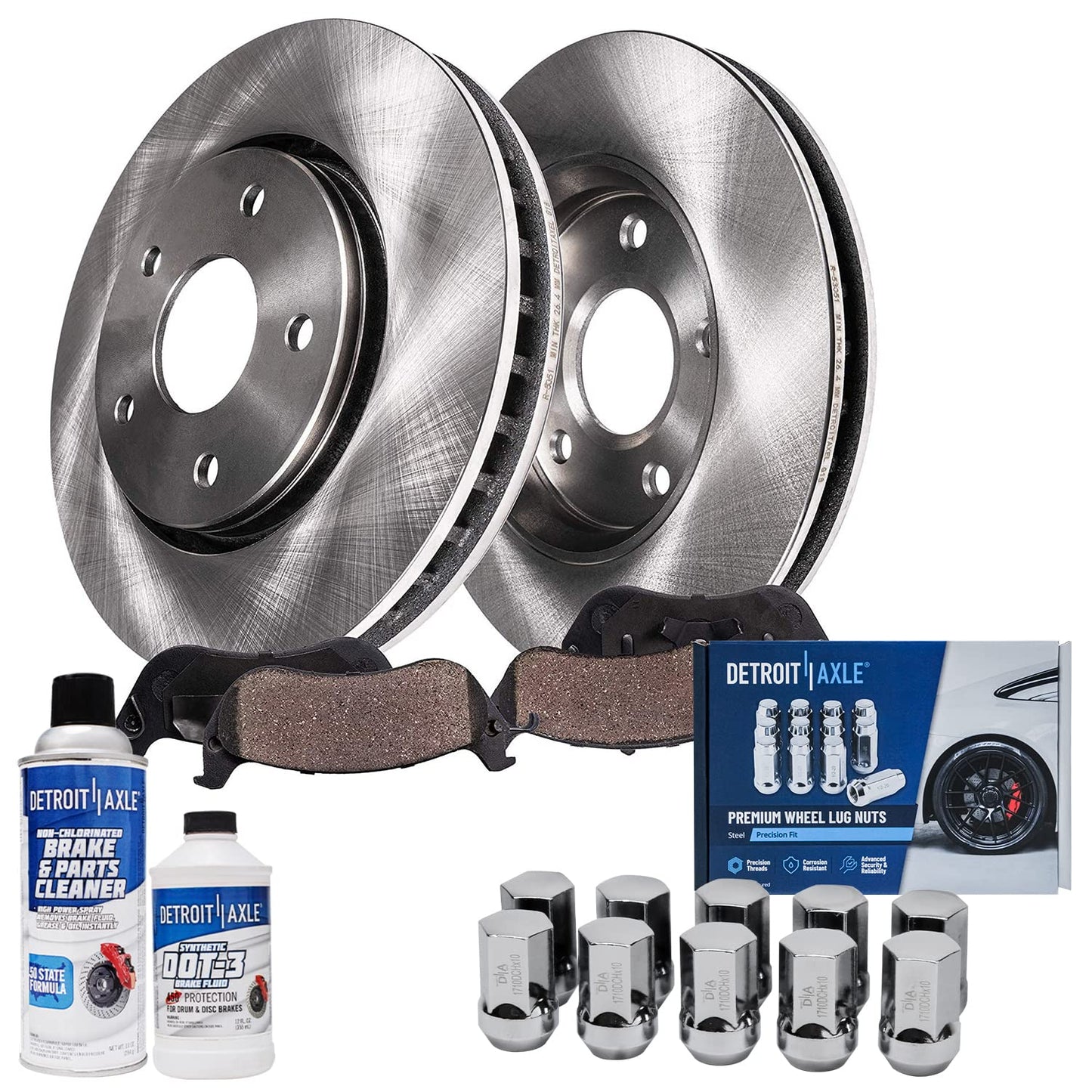 Detroit Axle - Brake Kit for 11-20 Toyota Sienna, 14-19 Highlander, 10-15 Lexus RX350 RX450h Disc Brake Rotors and Ceramic Brakes Pads Front and Rear Replacement : 12.91 in Front/12.17 in Rear Rotor
