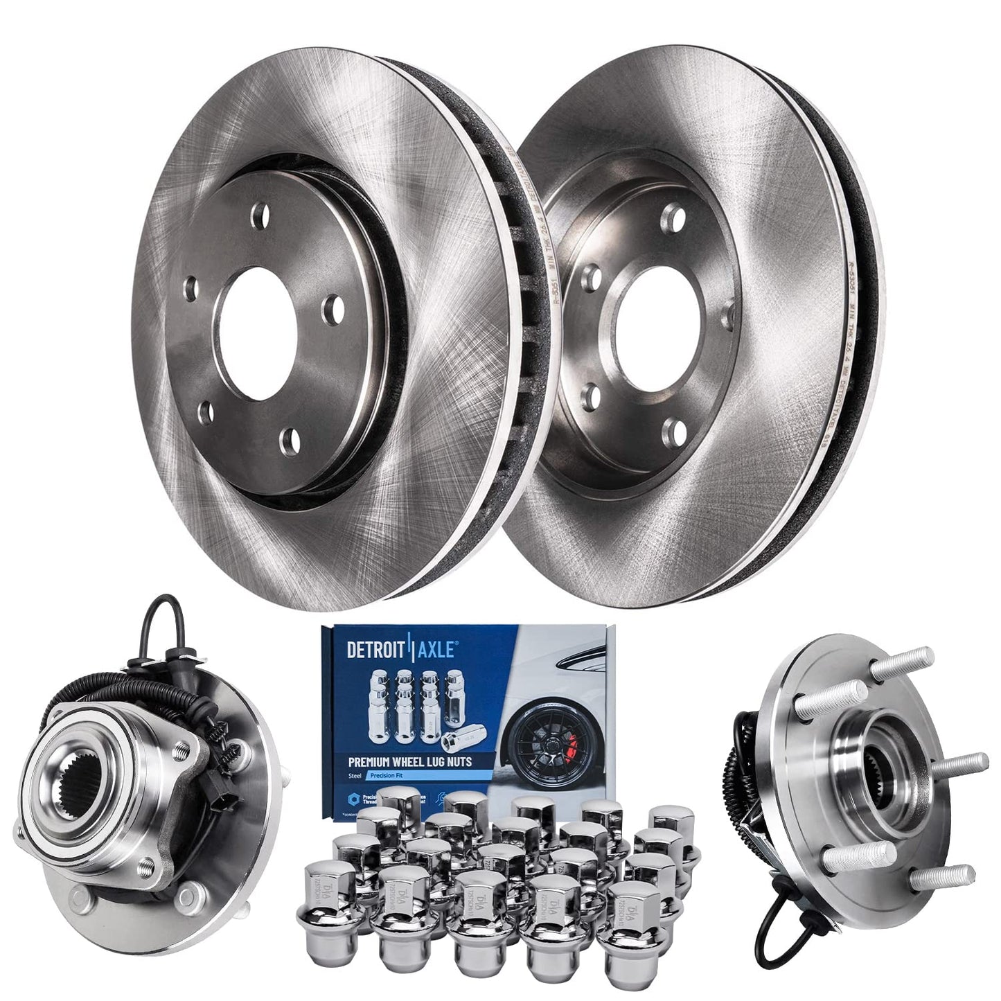 Detroit Axle - Brake Kit for 14-20 Nissan Rogue, 17-22 Rogue Sport, Front and Rear Disc Brake Rotors Ceramic Brake Pads 2018 2019 Replacement