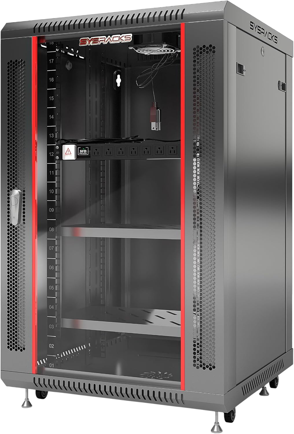 18U Wall Mount Server Rack Cabinet 24” Deep, 19” Network & AV Enclosure for Home Lab with Fan, PDU, 2 Shelves, Locking Glass Door