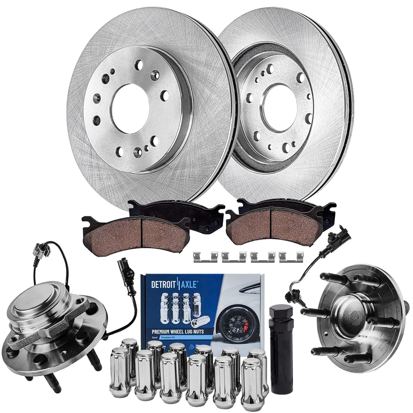 Detroit Axle - Brake Kit for 11-20 Toyota Sienna, 14-19 Highlander, 10-15 Lexus RX350 RX450h Disc Brake Rotors and Ceramic Brakes Pads Front and Rear Replacement : 12.91 in Front/12.17 in Rear Rotor