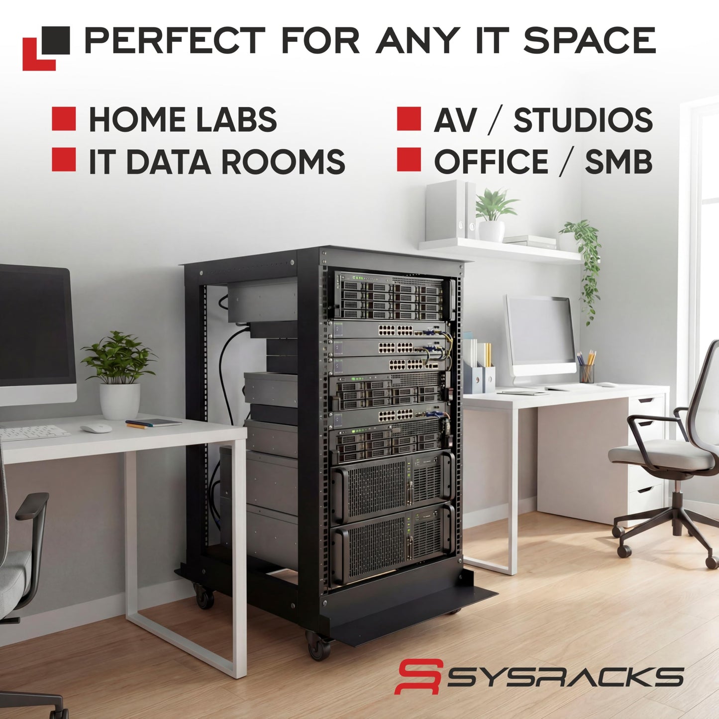 42U 4-Post Open Frame Server Rack – Adjustable Depth 24"–37", 19" Network Equipment Rack with Square Mounting Holes, Floor Standing Steel Rack for IT, AV & Telecom