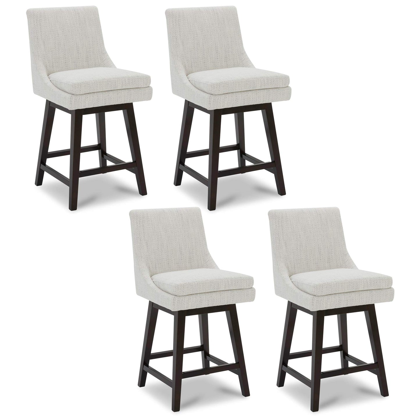 CHITA Bar Height Swivel Barstool with Back Set of 2, FSC Certified Upholstered Bar Stool, 30.7" H Seat Height, Fabric in Ivory
