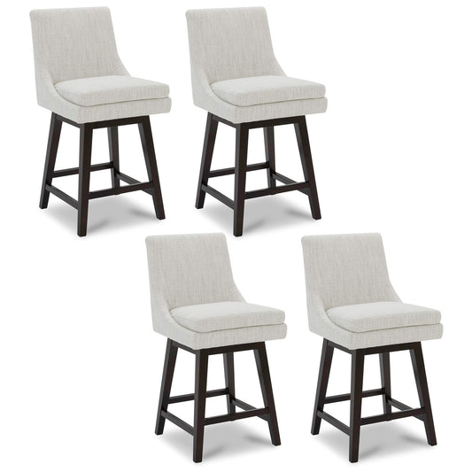 CHITA Bar Height Swivel Barstool with Back Set of 2, FSC Certified Upholstered Bar Stool, 30.7" H Seat Height, Fabric in Ivory