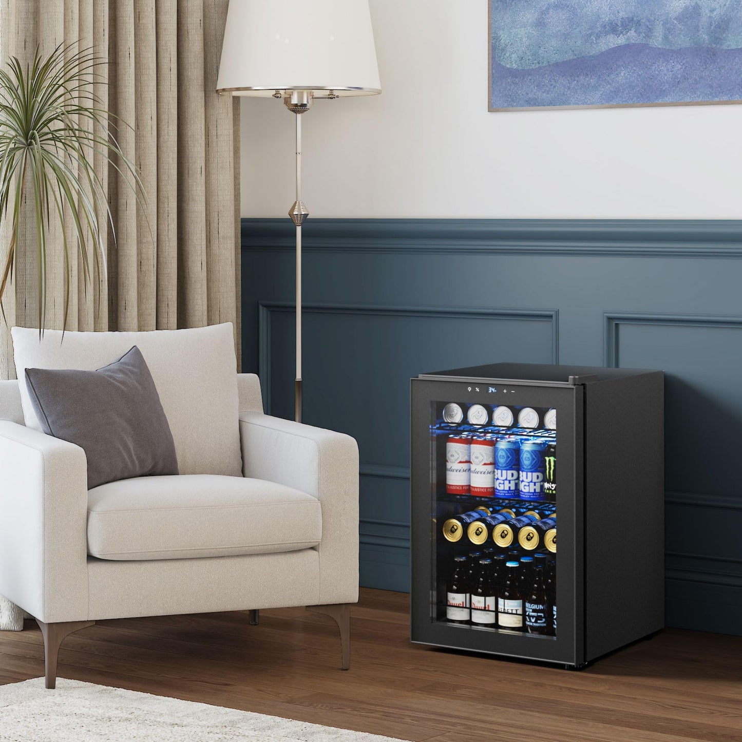 Yeego Beverage Refrigerator Cooler, 155 Cans Mini Fridge with Glass Door Beverage Fridge with Adjustable Shelves for Soda Beer or Wine, Beverage Cooler with Digital Temperature Control for Home Office