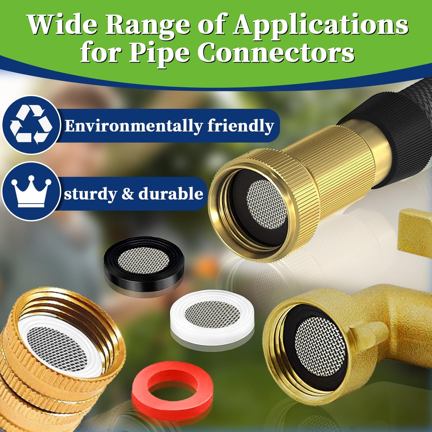 ZDBB 80 Pcs Garden Hose Gasket Rubber Seal, Fits All Standard 3/4 Inch Outdoor Hose Fittings with Heavy Duty Red and Black Self-Locking Tabs to Hold The Gasket Securely in The Fitting