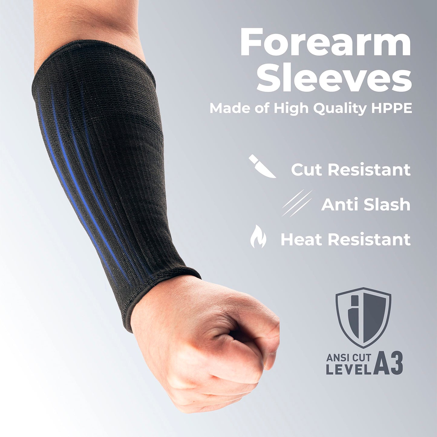 OriStout Cut Resistant Farmers Sleeves with Thumb Hole, Arm Protectors for Thin Skin and Bruising, for Gardening, Welding, Kitchen, Arm Guards for Biting, Pet Grooming, Grey, 1 Pair