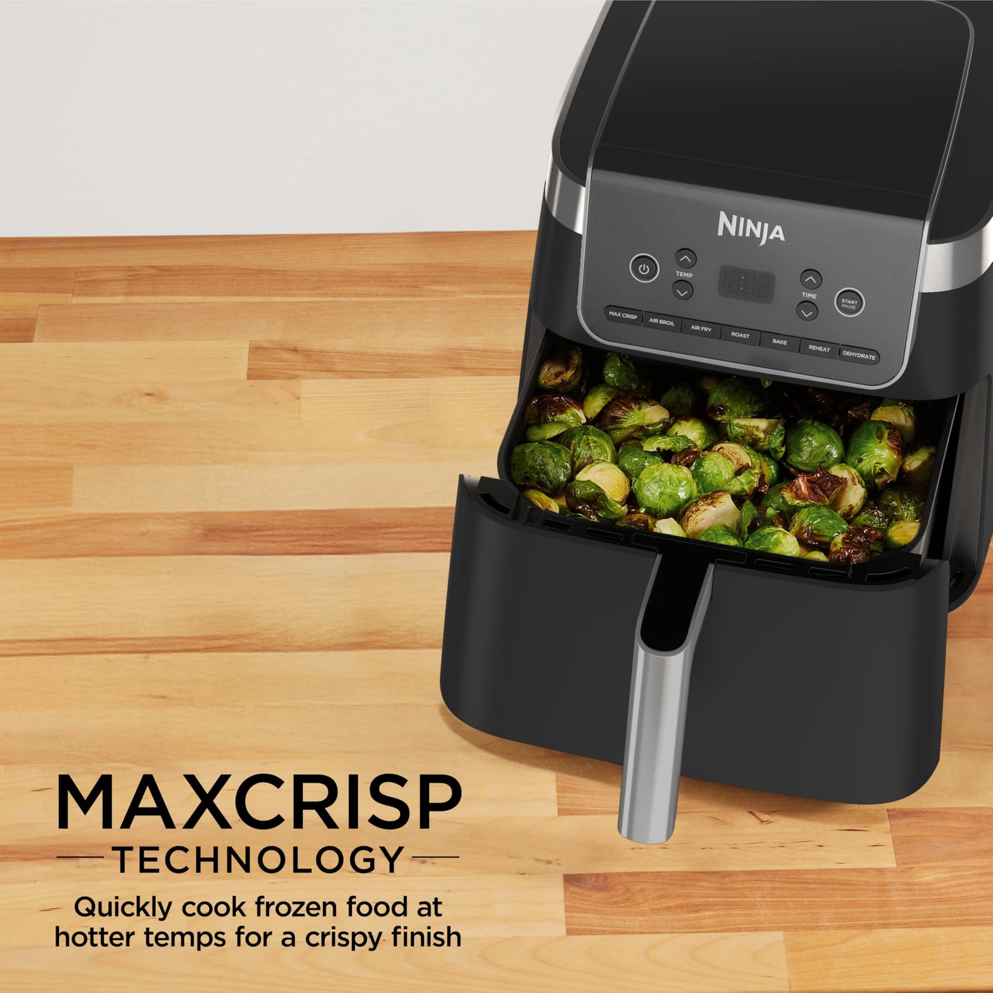 Ninja Air Fryer with Air Crisp | 5 QT Capacity fits up to 4lbs of Fries | 4-in-1 Pro Air Fry, Roast, Reheat, Dehydrate | 400°F Max Temp | 1750 Watts | W/Nonstick Basket & Crisper Plate | Grey | AF141