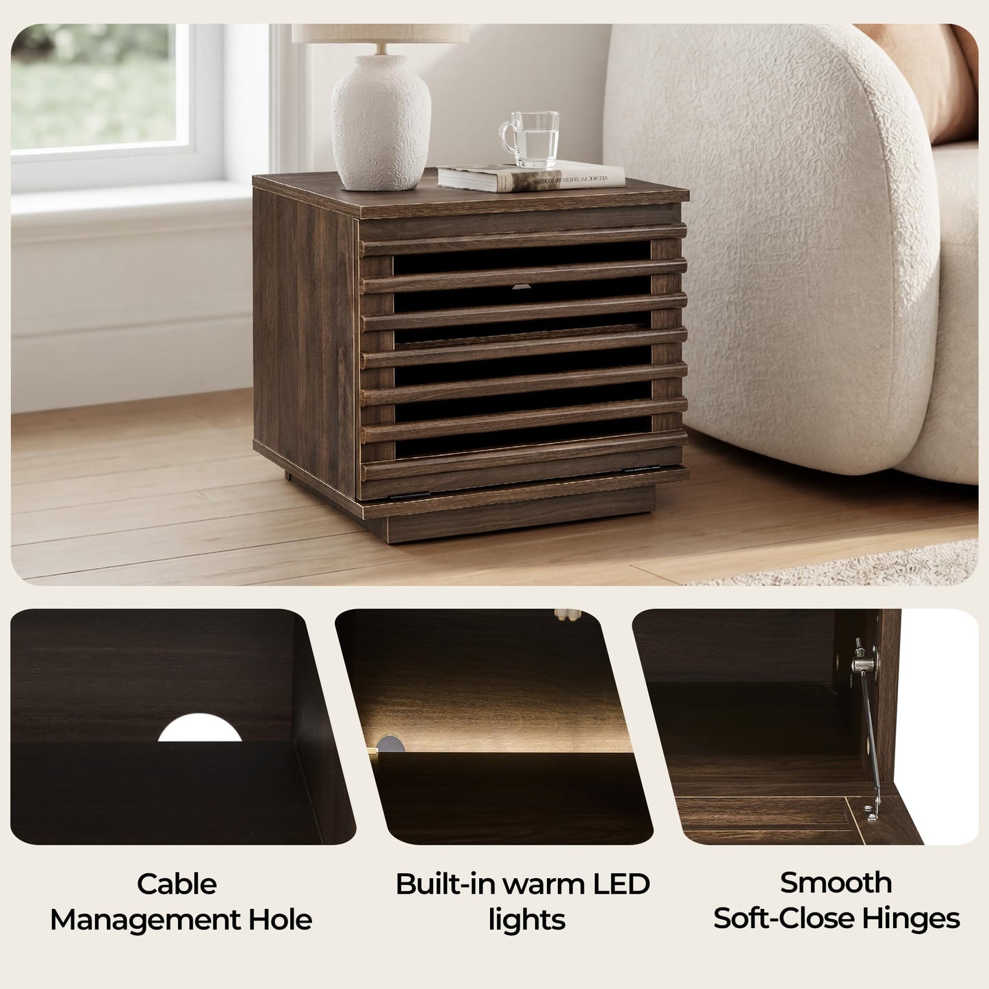 CHITA 70" Modern TV Stands with LED Light for TVs Up to 75 inches, Low Profile Entertainment Center with 4 Flip-Down Door & Fluted Details, TV Media Console for Living Room, Black