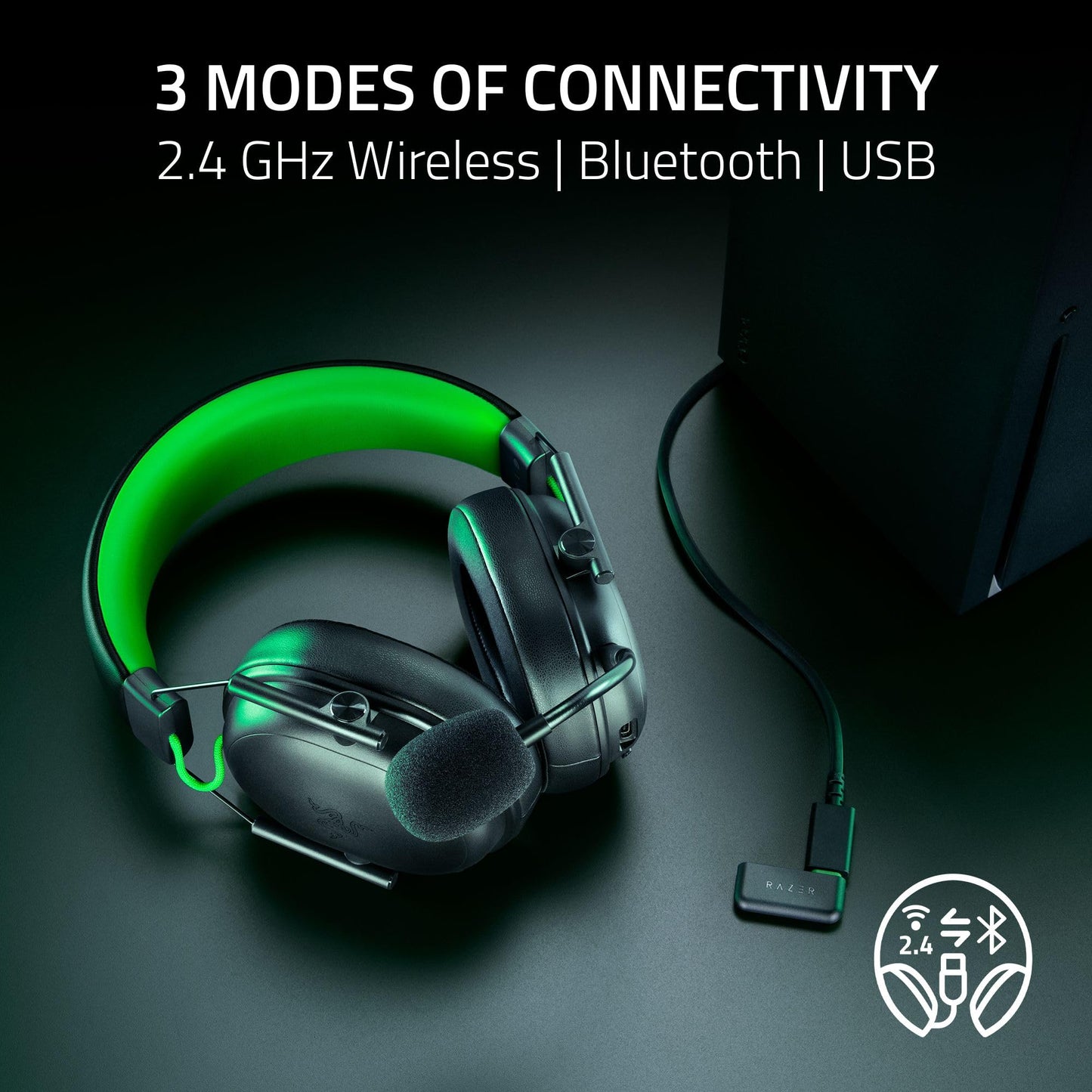 Razer BlackShark V3 X HyperSpeed Wireless Gaming Headset for PC: 50mm Drivers - Cardioid Mic - 2.4 GHz, Bluetooth, USB - Works with Mac, PS5, Nintendo Switch, Smartphone - 70 Hr Battery - Black