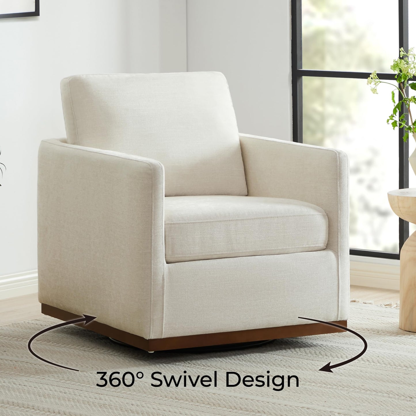 CHITA Genuine Leather Swivel Accent Chair, FSC Certified Mid Century Modern Arm Chair for Living Room and Bedroom, Fully Assembled, Saddle