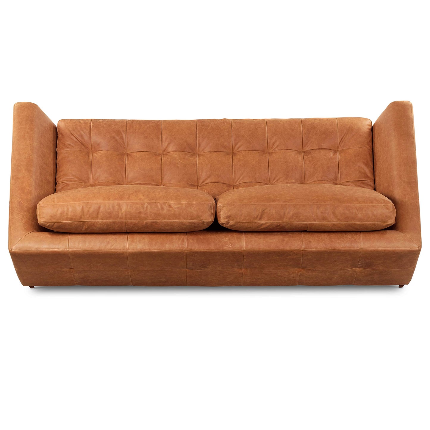 POLY & BARK Capa 96.5" Sofa – Chocolate Brown Full-Grain Pure-Aniline Italian Leather, Boxy Modern Design, Feather-Fiber Cushions, Solid Wood Frame