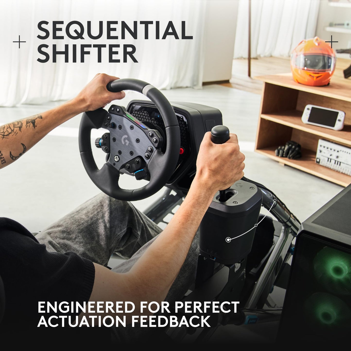 Logitech G923 Racing Wheel and Pedals, TRUEFORCE up to 1000 Hz Force Feedback, Gaming Steering Wheel PS5, PS4, PC, Mac, Genuine Leather- Black
