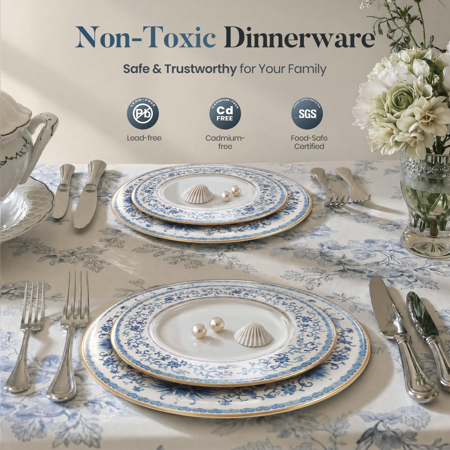 Kitchen Academy Bone China Dinnerware Set Service for 4, 12-Pieces Porcelain Lightweight Plates and Bowls Sets, Scratch Resistant kitchen Dish Set, Wedding & Housewarming Gift, White