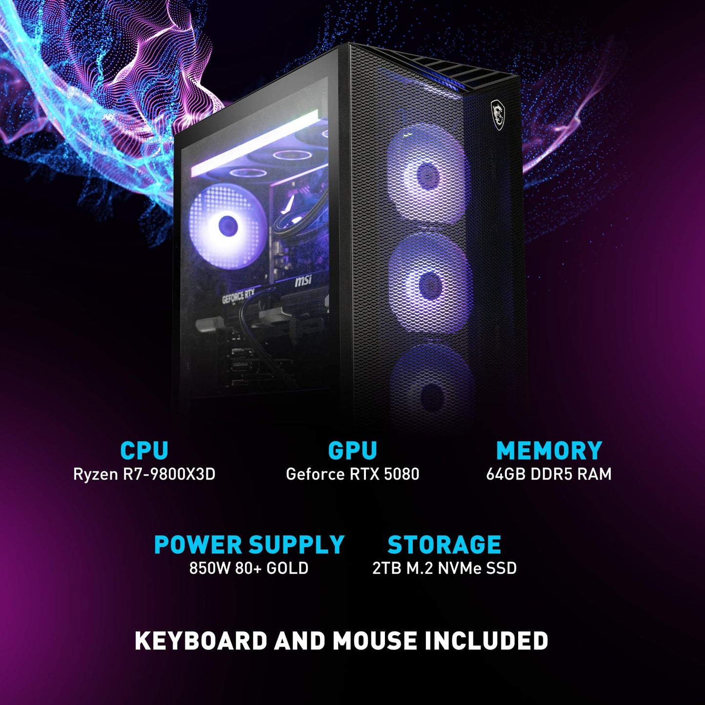 msi Aegis ZS2 Gaming Desktop: AMD Ryzen R9-7900X, GeForce RTX 5070, 32GB DDR5, 2TB M.2 NVMe, Liquid Cooling, VR-Ready, WiFi 7, Windows 11 Home: C7NVP-1435US