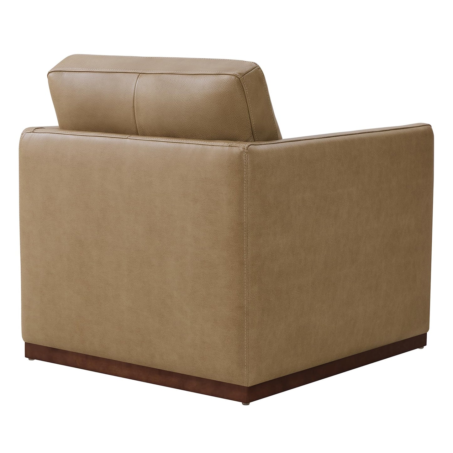 CHITA Genuine Leather Swivel Accent Chair, FSC Certified Mid Century Modern Arm Chair for Living Room and Bedroom, Fully Assembled, Saddle