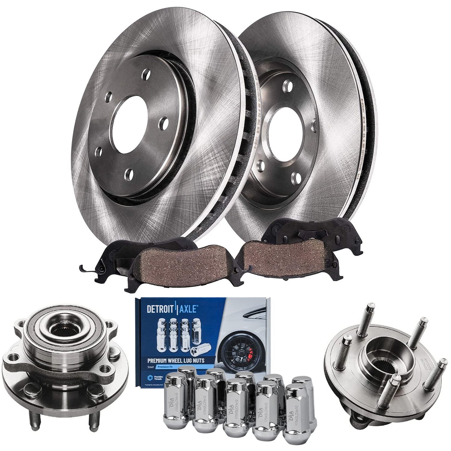 Detroit Axle - Brake Kit for 11-20 Toyota Sienna, 14-19 Highlander, 10-15 Lexus RX350 RX450h Disc Brake Rotors and Ceramic Brakes Pads Front and Rear Replacement : 12.91 in Front/12.17 in Rear Rotor