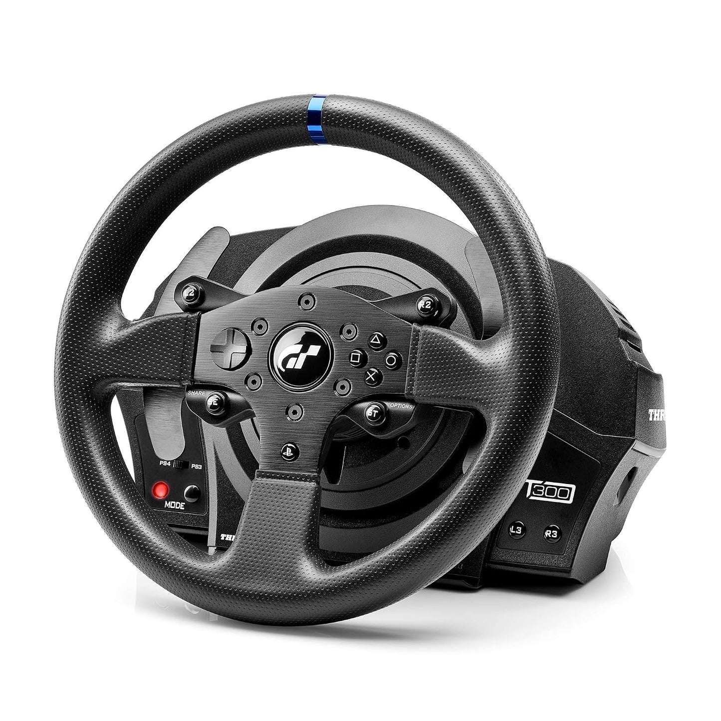 Thrustmaster T300RS GT Force Feedback Racing Wheel & 3 Pedal Set - PS5 & PC | Belt-driven motor, changeable rim, expandable with Thrustmaster shifters, for driving. farming simulators, cockpit ready