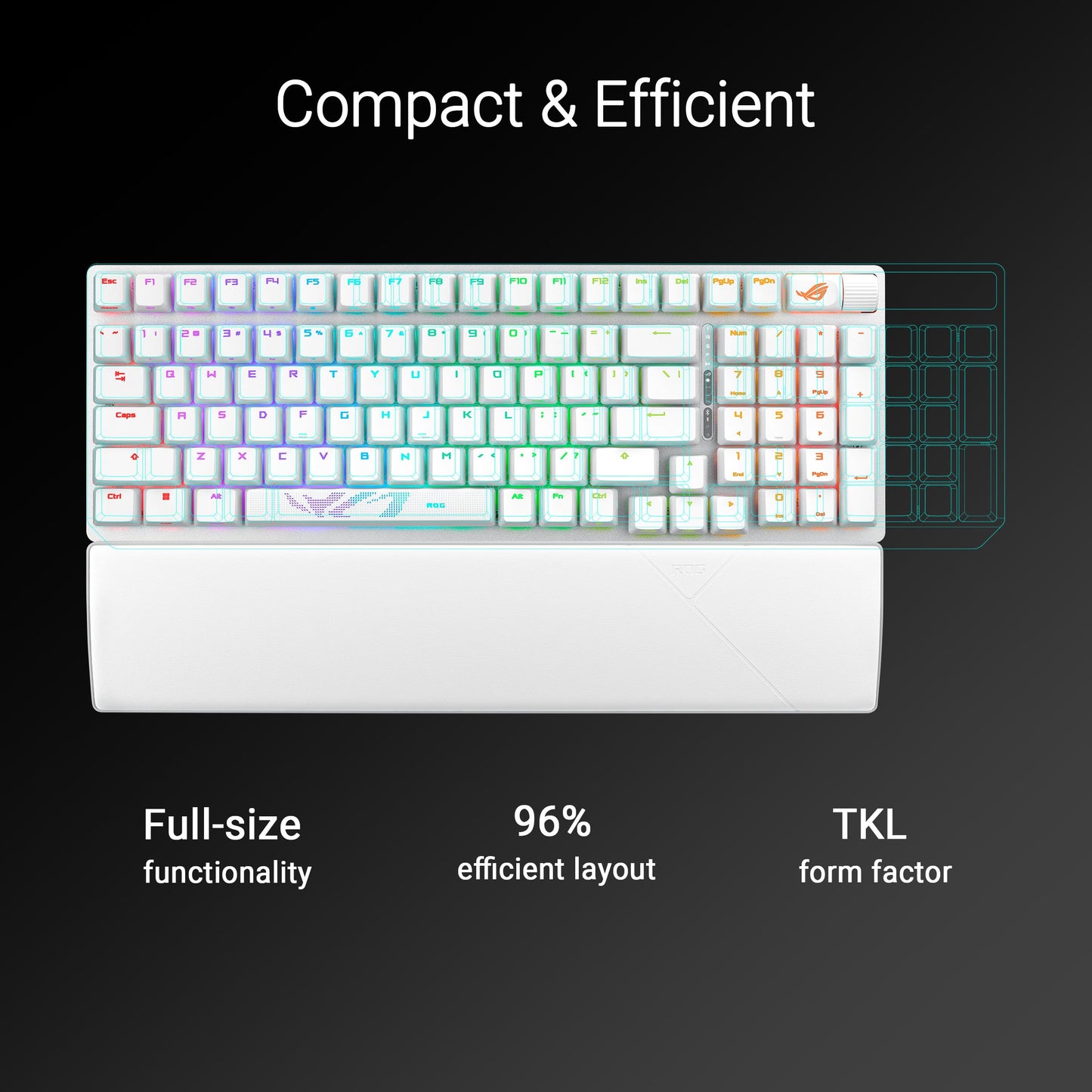 ASUS ROG Strix Scope II 96 Wireless Mechanical Gaming Keyboard – 96% Full-Size, Tri-Mode Connectivity, Hot Swappable Pre-lubed ROG NX Snow Linear Switches, PBT Keycaps, RGB, PC/Mac Support-Black