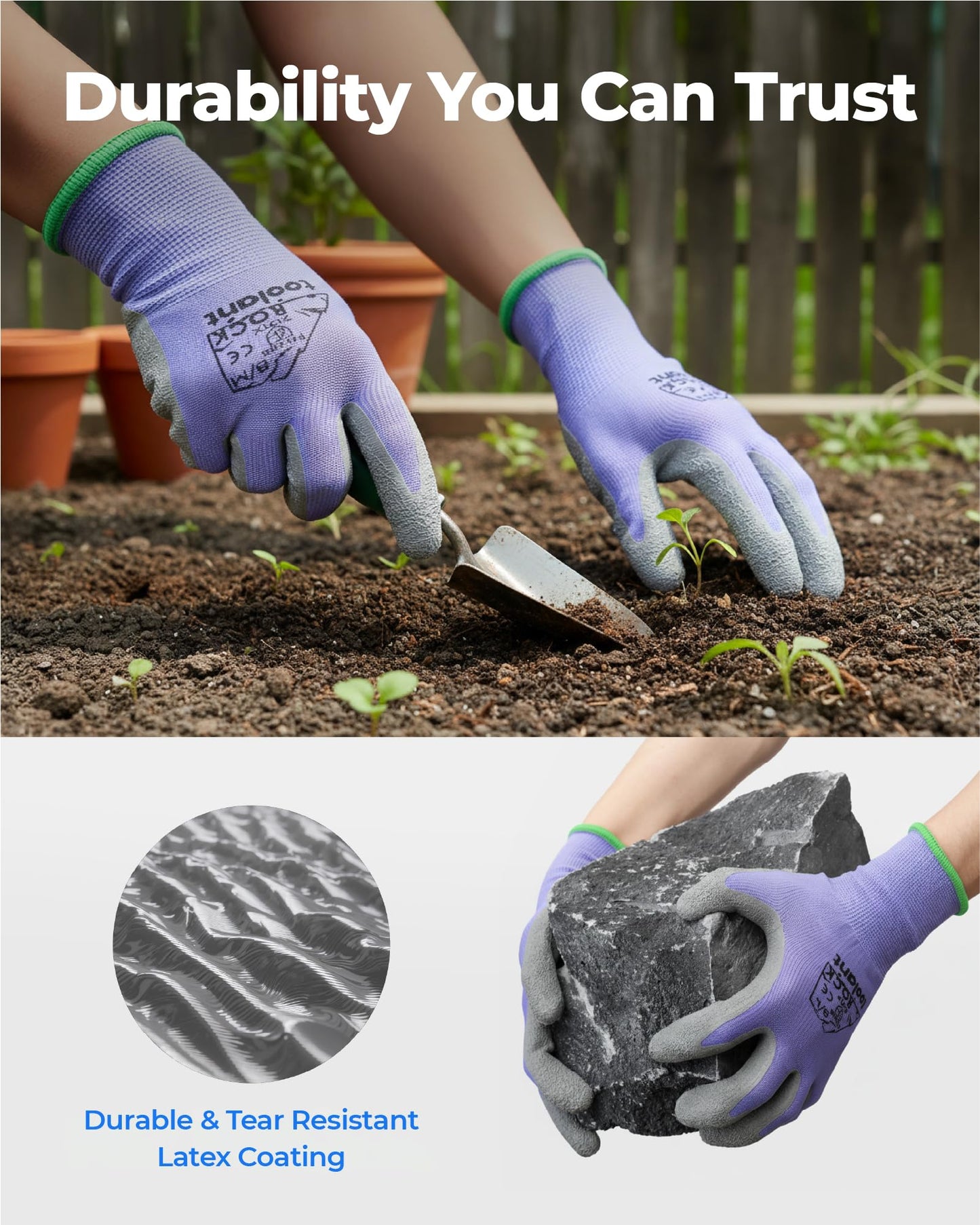 toolant Crinkle Latex Work Gloves Bulk, Rubber Coated Safety Work Gloves for Men and Women, 12 Pairs for Construction, Gardening, Warehouse (Black, Large)