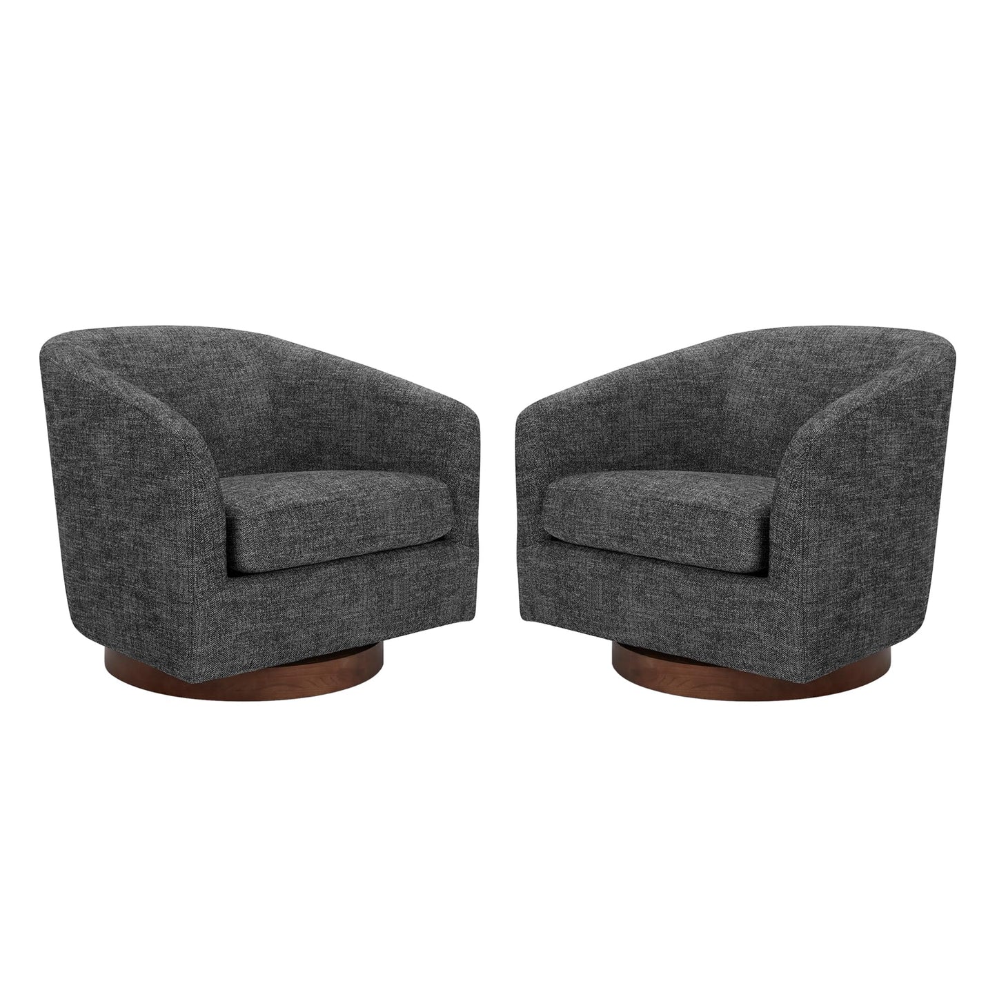 CHITA Swivel Accent Chair Set of 2, Fully Assembled Fabric Barrel Armchair with FSC Certified Upholstered for Living Room, Bedroom and Office, Flax Beige