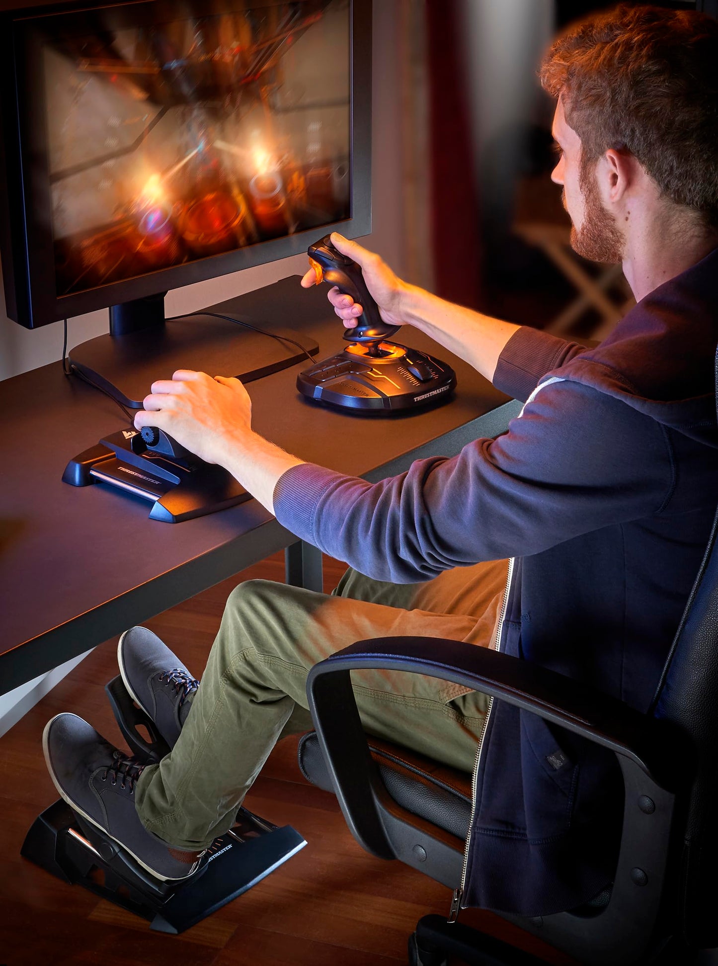 Thrustmaster T16000M FCS Space Sim Duo Combat Flight Sim Joystick - PC | Dual Hall-Effect sticks, 32 programable buttons, weighted bases, 8-way hat switch, 4 axes, twist rudder, integrated throttle