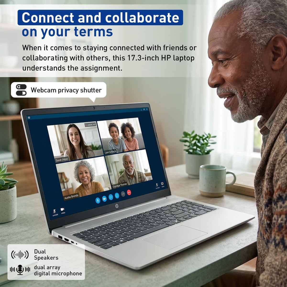 HP 17.3” FHD IPS LED Anti-Glare 300 nits Laptop, AMD Ryzen 5 7430U 6-core CPU, 16GB RAM, 1TB Storage, Webcam w/Shutter, Microsoft Copilot Key, Wi-Fi 6, BT 5.4, Win11H, w/Laptop Cooler, 17-cp3000