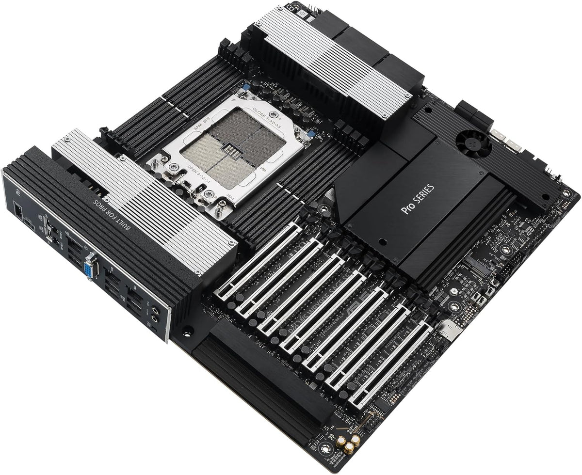 ASUS Pro WS WRX90E-SAGE SE EEB Workstation Motherboard, AMD Ryzen™ Threadripper™ PRO 7000 WX-Series, ECC R-DIMM DDR5, 32 Power-Stage,7xPCIe 5.0x16, PCIe 5.0 M.2, 10Gb & 2.5Gb LAN, Multi-GPU Support