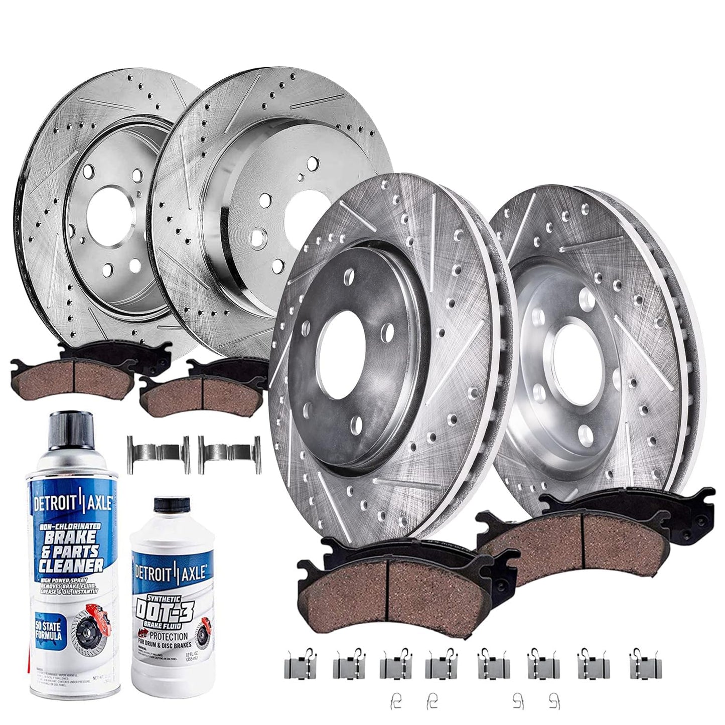 Detroit Axle - Rear Brake Pads for 2019-2024 Chevy Silverado 1500 GMC Sierra 1500, 2021-2024 Tahoe Suburban Yukon XL Cadillac Escalade ESV, Canyon LYRIQ Colorado, Ceramic Brake Pads with Hardware