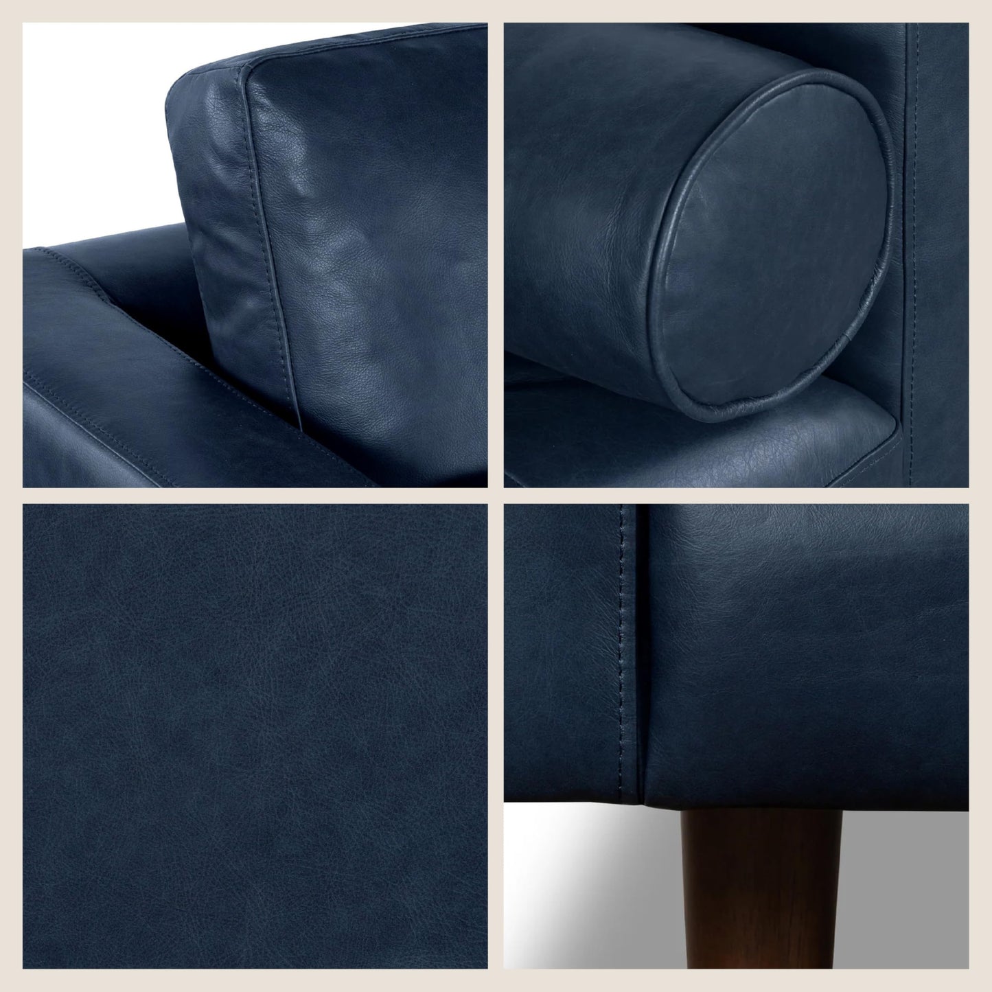 POLY & BARK Napa 82" Leather Pull‑Out Sleeper Sofa – Full‑Grain Italian Leather Upholstery,Tri‑Layer Mattress & Storage Console –Sophisticated Multi‑Functional Sofa Bed for Living Rooms & Guest Spaces