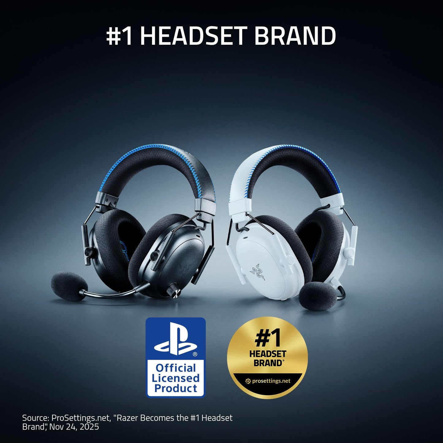 Razer BlackShark V3 Pro Wireless ANC Gaming Headset for PC: Full Band Mic - 50mm Drivers - 2.4 GHz, Bluetooth, USB, 3.5mm - Works with Mac, PS5, Nintendo Switch, Smartphone - 70 Hr Battery - Black