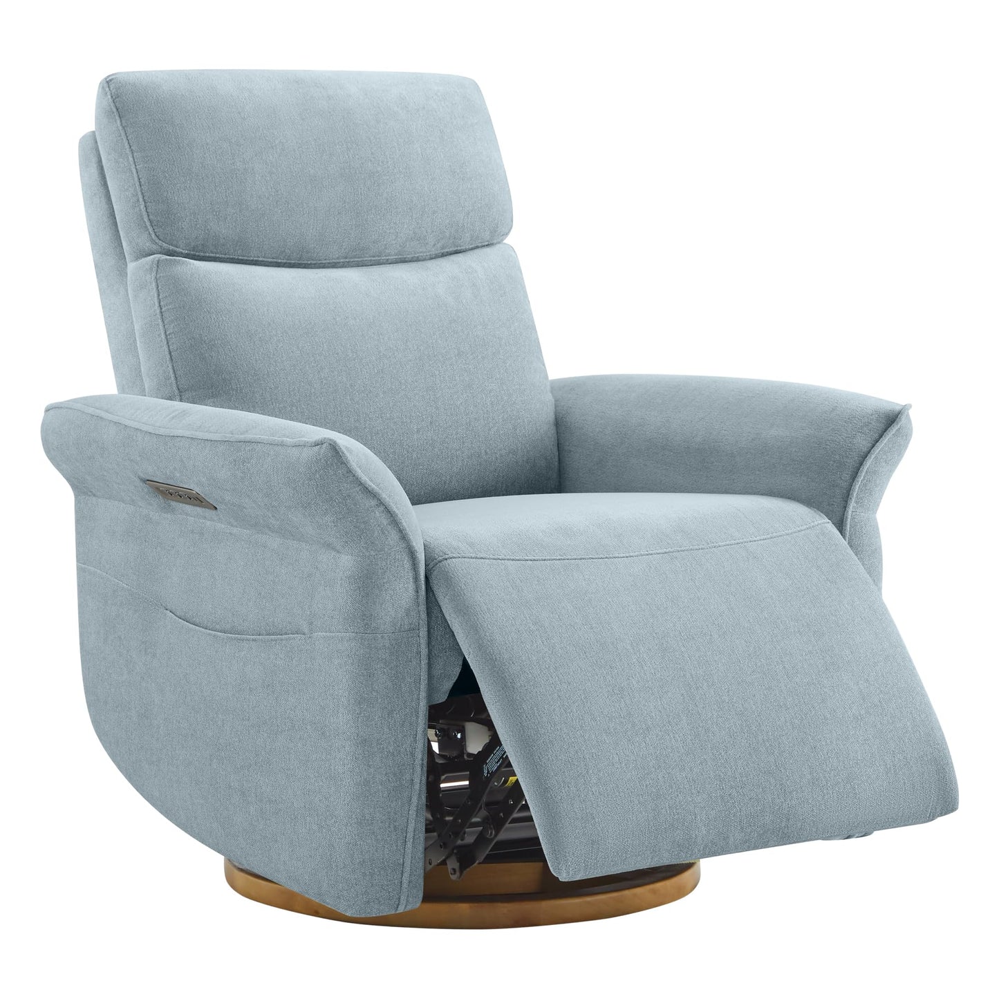 CHITA Power Recliner Chair, Electric Triple-Motor Swivel Glider Nursery Rocking Chair with Adjustable Power Headrest and Lumbar Support, GREENGARD Gold Certified, Solid Wood Base, Linen